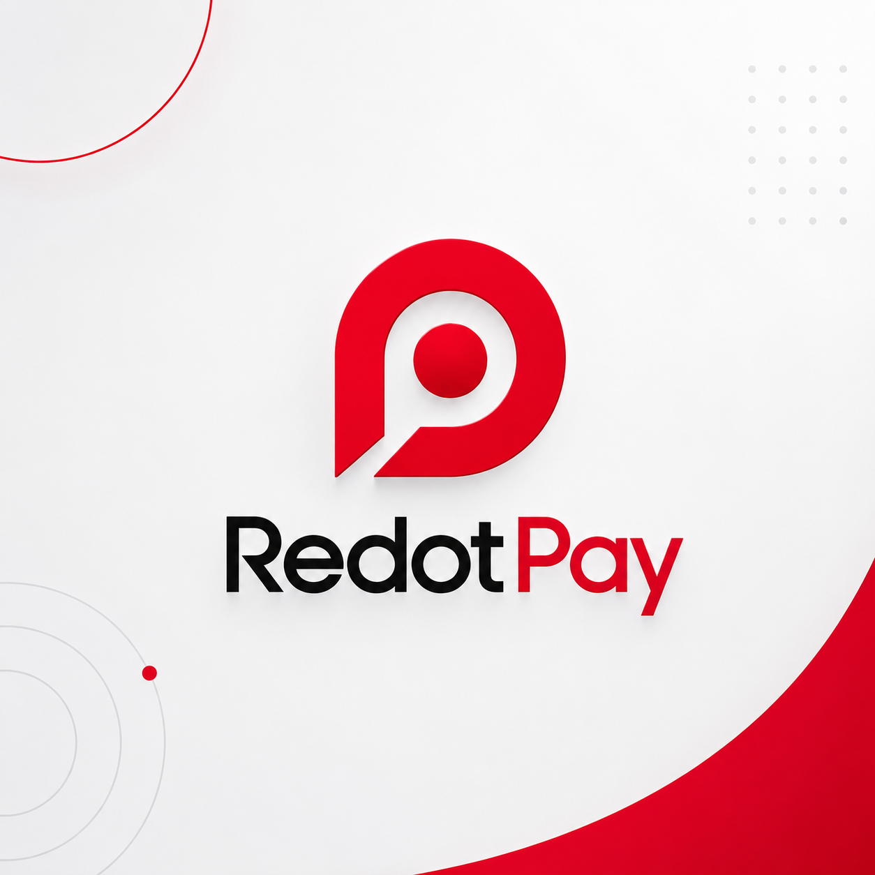 RedotPay logo on a clean white geometric background